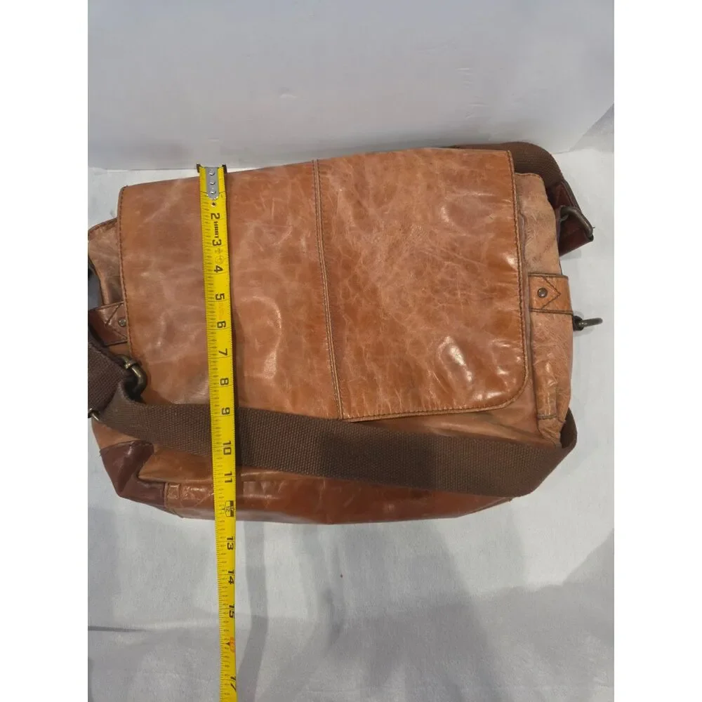 Vintage Leather Fossil Brand Messenger Bag Distressed Laptop Bag Brown